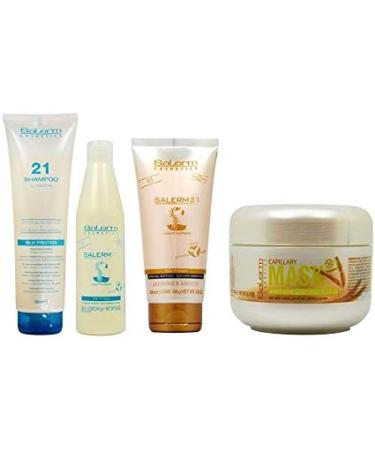 Salerm 21 Silk Protein Combo Set (SHAMPOO&(BOTTLE) LEAVE-IN&JASMINE-LEAVEIN&MASK(200ML) - Buy Online on GoSupps.com