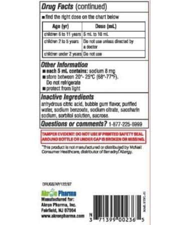 MAX Allergy Kids Antihistamine | Diphenhydramine HCl 12.5mg/5mL Liquid | Bubble Gum Flavor Dye-Free for Children Ages 6-11 16 fl oz - Buy Online on GoSupps.com