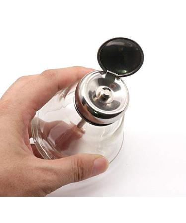6 oz Clear Glass Dispenser Bottle with Stainless Steel Cap - Nail Polish / Makeup Remover Holder - Buy Online on GoSupps.com