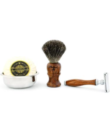 Wooden Shaving Kit for Men - Double Edge Safety Razor, Badger Brush, Soap, Bowl, and Carrying Box - Perfect Gift for Dad - Buy Online on GoSupps.com