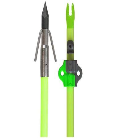 Muzzy Classic Fiberglass Bowfishing Fish Arrow with Nock and Bottle Slide Installed GREEN Carp Point
