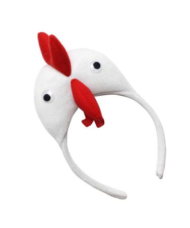 WRITWAA 1Pc Chicken Hair Hoop Easter Headbands Cartoon Rooster Hair Bands for Halloween Decorations Animals Ears Headdress Cute Headbands for Cosplay Party White