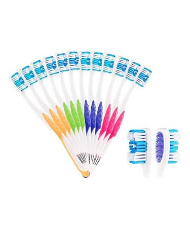 Newgen Medicals Toothbrush Large Pack: 12-pack branded toothbrushes with tongue cleaners hard 4 colors (Hand toothbrush large pack brush for dental care children) - Buy Online on GoSupps.com