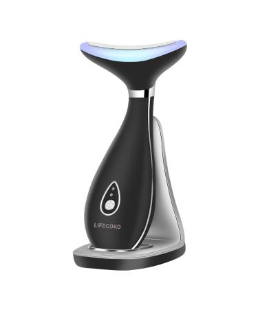 Electrical facial massage device Anti-folds skin-tightening beauty massager for the face and neck facial tightening device massage device portable rechargeable USB device (black)