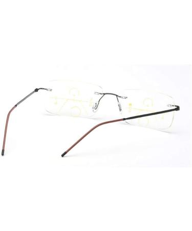 Buy Mincl Classic Fashion Rimless Progressive Multifocal Reading Glasses - Unisex Rectangular Design (Black 2.5) - International Shipping Available - Buy Online on GoSupps.com