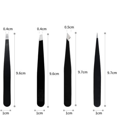 LUKEO 4Pcs Professional Eyebrow Tweezers Set - Black | Eyebrow Hair Removal Clip Makeup Kit - Buy Online on GoSupps.com