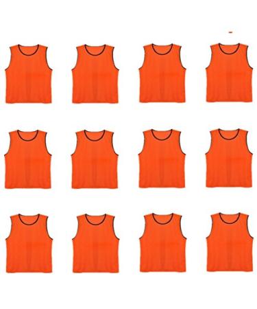 DreamHigh DH Soccer Sports Team Practice Pinnies Training Mesh Vests Youth -12 pcs Pack Orange