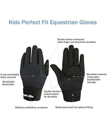 Finger Ten Children's Riding Gloves - Durable Cycling Gloves for Boys & Girls (Ages 5-13) - Black - Buy Online on GoSupps.com