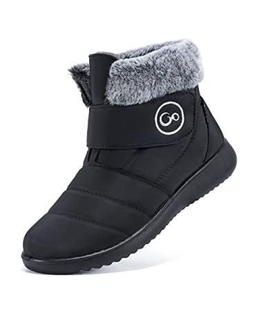 Women Snow Boots Winter Shoes with Fur Lined Warm Slip On Boots for Women Waterproof Booties Comfortable Outdoor Anti Slip Shoes Black 9
