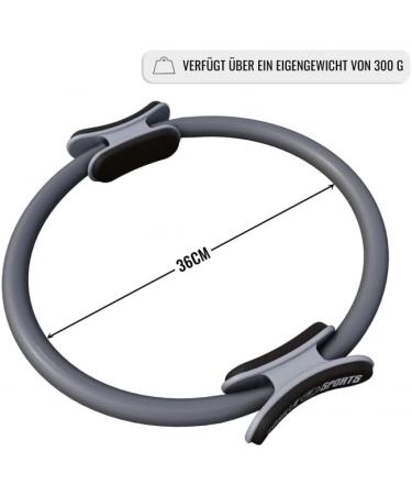 Gorilla Sports Pilates Ring - 36cm Light & Slipproof Resistance Circle for Yoga & Fitness - Double Handle Padded Includes Bag - Thigh Trainer in Gray - Buy Online on GoSupps.com