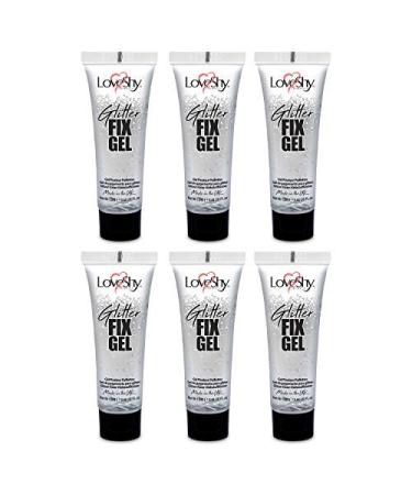 Glitter Fix Glue by LoveShy Cosmetics - (6 PACK) Vegan glitter fix gel for applying Chunky glitter cosmetic glitter bio degradable glitter eco glitter festival glitter to face body hair lips