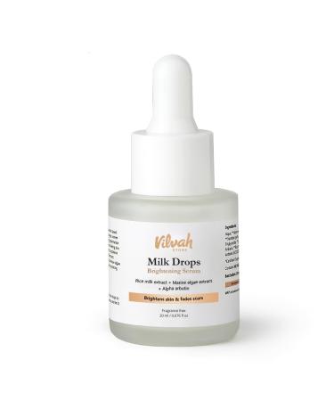 Vilvah Store Milk Drops Brightening Serum 0.67 floz! Formulated With Rice Milk Extract Marine Algae Extract Alpha Arbutin! Fades Scars Brightens Skin And Even Skin Tone!