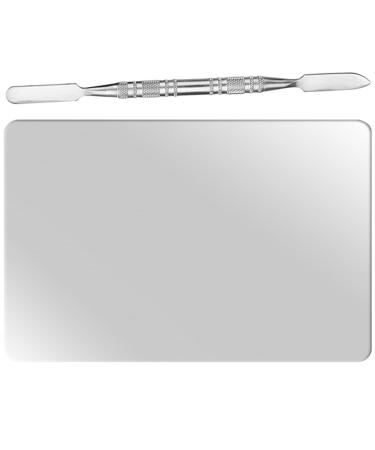 Toyvian Palette de M lange Maquillage en Acier Inoxydable avec Spatule Petit Plateau pour Fond de Teint et Correcteur Outil de Maquillage Indispensable pour Salon de Beaut et Voyage