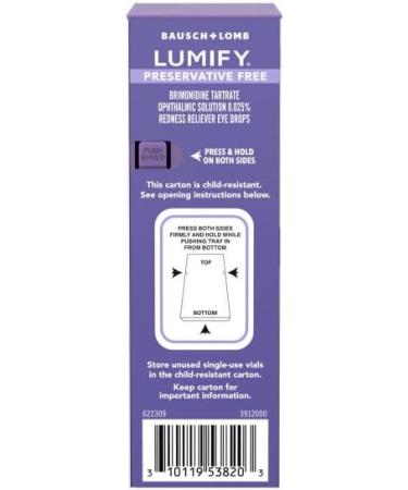 LUMIFY Redness Reliever Preservative Free Eye Drops 20 Single Use Vials (Pack of 2) - Buy Online on GoSupps.com