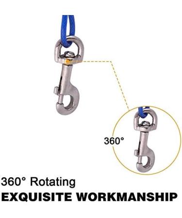 GOTOTOP Heavy Duty Chew Proof Dog Tie Out Cable - 16.4ft Double Heads Chew Resistant Leash for Outdoor Safety - Blue - Buy Online on GoSupps.com