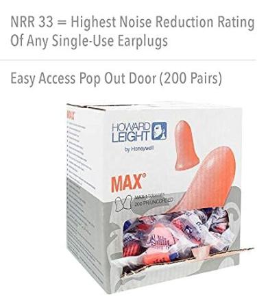 Howard Leight MAX-1 Uncorded Foam Earplugs - 200 Pairs NR33 - Orange - Best Noise Reduction for Sleep & Work - International Shipping Available - Buy Online on GoSupps.com