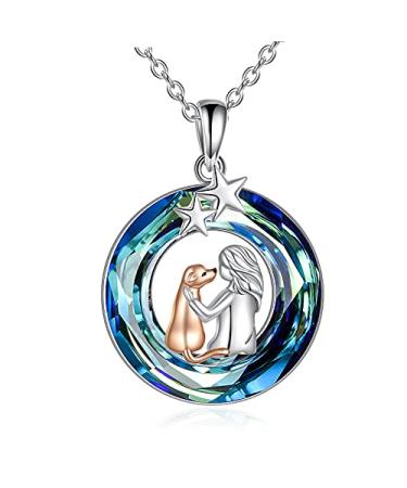 TIGER RIDER Dog and Girl Necklace for Girls Cat Necklace for Women 925 Sterling Silver Pet Pendant Gifts for Pet Lover Pet Memorial Jewelry