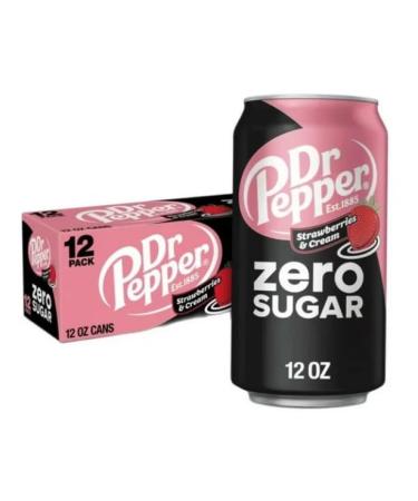 Carbonated drink Dr Pepper Zero - soft drink - Strawberry Cream Soda Zero flavour - 12 pieces
