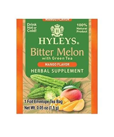 Hyleys Bitter Melon with Green Tea - Mango Flavor - 25 Tea Bags - Supports Healthy Liver Function - Herbal Supplement - (6 Pack - 150 Tea Bags Total) Bitter Melon with Green Tea Mango Flavor 150 Count - Buy Online on GoSupps.com