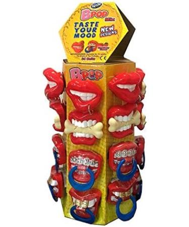 WOM Bpop Mix | Strawberry Flavored Lollipops with Funny Mouth Shape | 24 Candy Lollipops Tower | 4 Mouth Models | 15g Strawberry Candy Lollipops. - Buy Online on GoSupps.com