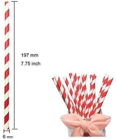 Bright Red and White Stripes Drinking Paper Straws 7.75 Inch Red Stripes(100 Pieces) Red white - Buy Online on GoSupps.com