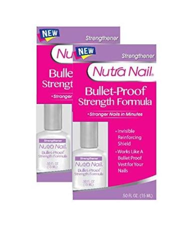 Nutra Nail Bullet-Proof Strength Formula Instant Ultra-Strong Protective Clear Lacquer for Weak Damaged Nails (Pack of 2)