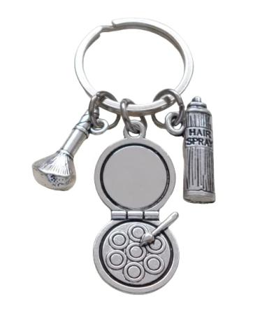 Hair Stylist & Makeup Artist Keychain Brush Hairspray & Makeup Charms Keychain