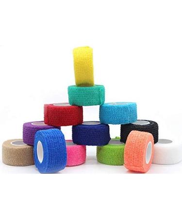VNDEFUL 6 Rolls Self-Adherent Tape Pressure Wrap Bandage Rolls Stretch Athletic Strong Elastic First Aid Tape for Sports  Wrist  Ankle  1Inch X 5Yards (Color Random)