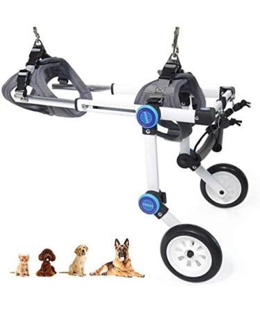 Shower Stool Mobility Pet Dog Wheelchair Cart Full Support 2 Wheel Adjustable for Small Dog Hind Legs Rehabilitation Easy Assemble White S Uptodate1 White S
