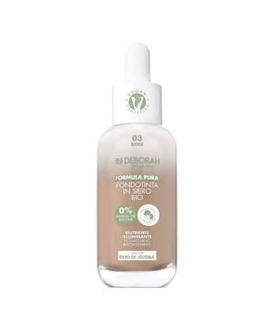 DEBORAH Deborah Milan - Pure Formula Organic Serum Foundation No. 03 Beige with a blend of organic oils SPF 20 fluid and lightweight texture for an even complexion and a no-makeup effect