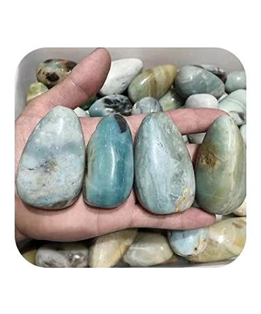 Natural Quartz Stones Polished Sky Blue Drop Shape Caribbean Calcite Crystal Palm Stone 1pc Chakra Reiki Balancing