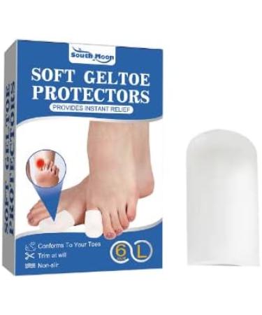 6-Pack Soft Gel Toe Caps Protectors for Men & Women - Toe Sleeves for Corns, Blisters, Hair Sticking - Flexible Cushions - White One Size - Buy Online on GoSupps.com