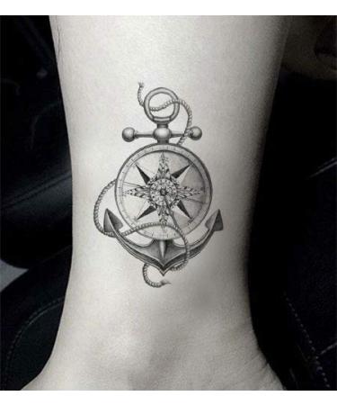 Waterproof Temporary Tattoo Stickers - Set of 12 Compass Grey Watercolor Blue Designs - Buy Online on GoSupps.com