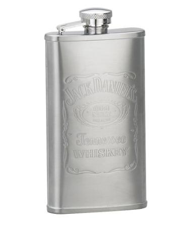Jack Daniels Licensed Barware Label Flask, 5 oz, Silver