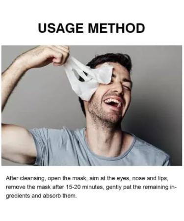 Hyaluronic Acid Men Face Mask Natural Plant Extract Refreshing for pore/Anti Aging and Glowing Skin Care Men Facial Mask Sheets - Buy Online on GoSupps.com