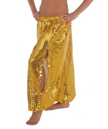Miss Belly Dance Bellydance Sequined Harem Pants One Size Gold