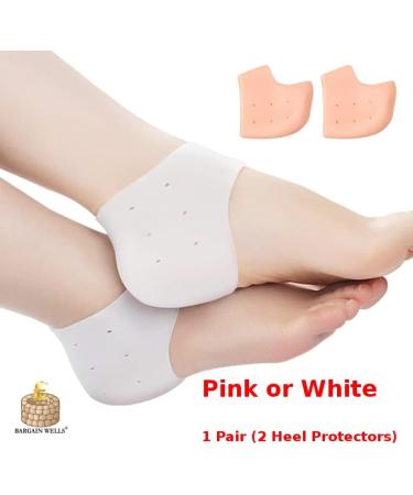 2X Heel Gel Silicone Protectors | Foot Care Skin Sleeves for Cracked Heels | Blister Prevention | UK (Pink) - Buy Online on GoSupps.com