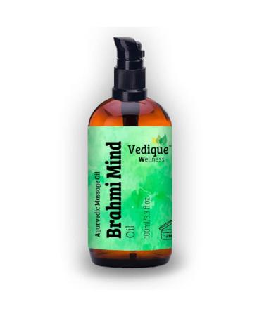 VEDIQUE Remedies Brahmi Mind Oil | 500ml (16.9 fl oz) | Ayurvedic Head Massage Oil | Deeply Calming Relaxing and Nourishing | All Natural
