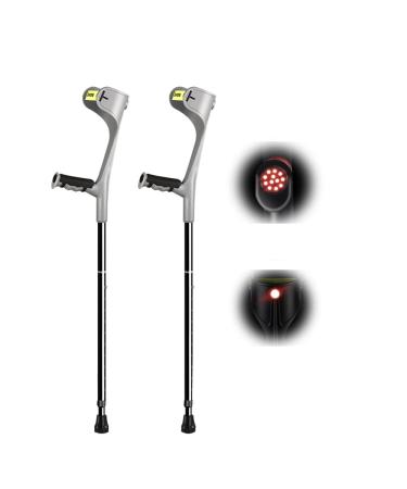 1 Pair of Forearm Crutches Crutches for Adults Comfortable Grip Crutches for Walking Heavy Duty Non-Slip Rubber Feet Mobility Aid for Elderly Seniors & Handicap Grey It's so Kind of You Safehappy