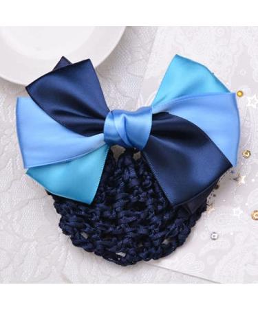 KDDOM Lady Bow Hair Bun Net - Blue | Professional Woman Barrette Snood Net Hair Clip - Buy Online on GoSupps.com
