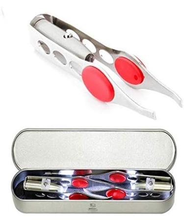 LHKJ LED Tweezer Women Eyebrow Clip with Spotlight LED Tweezers with Light Professional Tool LED Light Stainless Steel Eyebrow Tweezer Hair Removal Makeup Tools - Buy Online on GoSupps.com