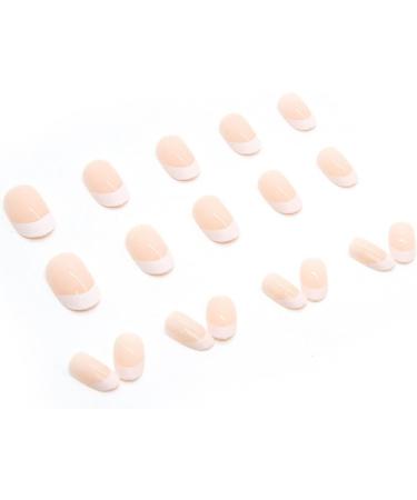 JUSTOTRY 24 Pcs Oval Short White French False Nails with Glue - Glossy Almond Stick on Nails for Women - Buy Online on GoSupps.com