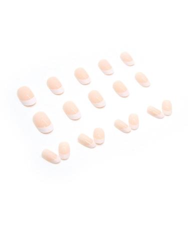 Justotry 24 Glossy Almond Press-On Nails | Short White French & Nude Oval Acrylic Artificial Nails for Women - Buy Online on GoSupps.com
