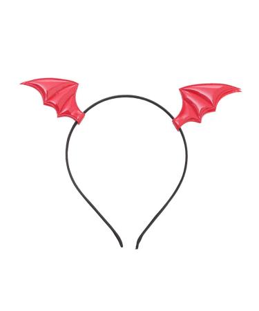 hgnxa Halloween Hair Hoop Bat Wing Headband Evil Horn Hairband Headdress Cosplay Costume Dance Party Decor Red