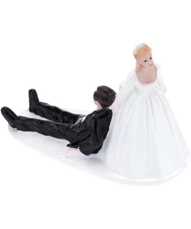 TOUFA Cake Topper Synthetic Resin Bride & Groom Wedding Cake Topper Romantic Wedding Party Decoration Adorable Figurine Craft Gift Black & White 4 - Buy Online on GoSupps.com