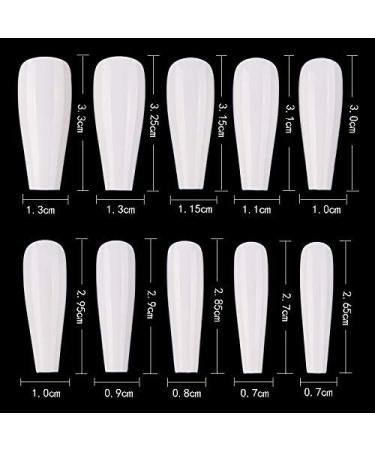 600 Pieces COFFIN Extra Long Tapered NATURAL Full Cover False Nails Glue On Tips - Professional Salon & Home Use. - Buy Online on GoSupps.com