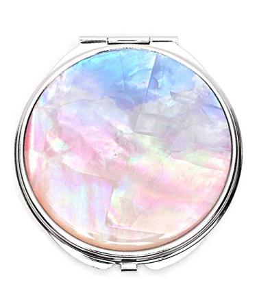 MADDesign Mother of Pearl Makeup Compact Purse Mirror Double Sided Folding Magnify Clouds