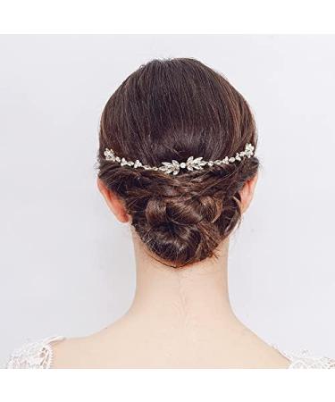 Resweky Bride Wedding Flower Hair Comb Silver Rhinestone Bridal Hair Pieces Bride Hair Side Comb Hair Accessories for Women and Girls - Buy Online on GoSupps.com