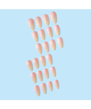 Justotry 24-Piece Almond Press-On Nails - Glossy Pink & Nude French Artificial Nails for Women - Short Acrylic Fingernails - Buy Online on GoSupps.com