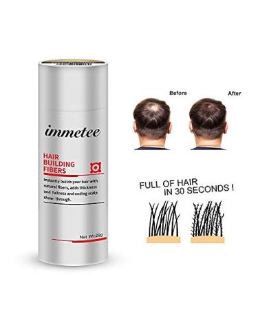 IMMETEE Hair Building Fibers - Instant Regrowth for Thinning Hair & Bald Spots - 28g Black - Conceals Hair Loss in 15 Seconds - For Men & Women - Buy Online on GoSupps.com